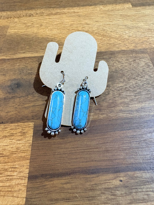 WESTERN TURQUOISE SLIM EARRINGS