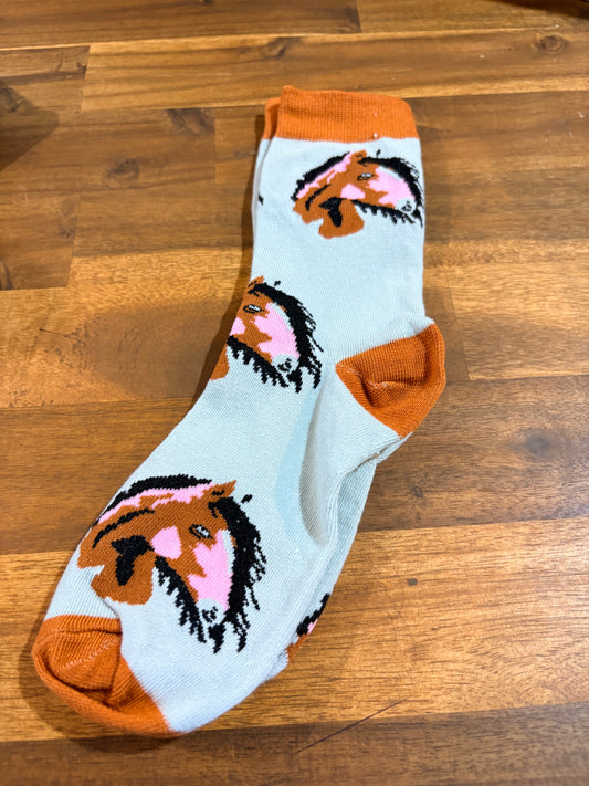Western Novelty Calf Socks - Horse