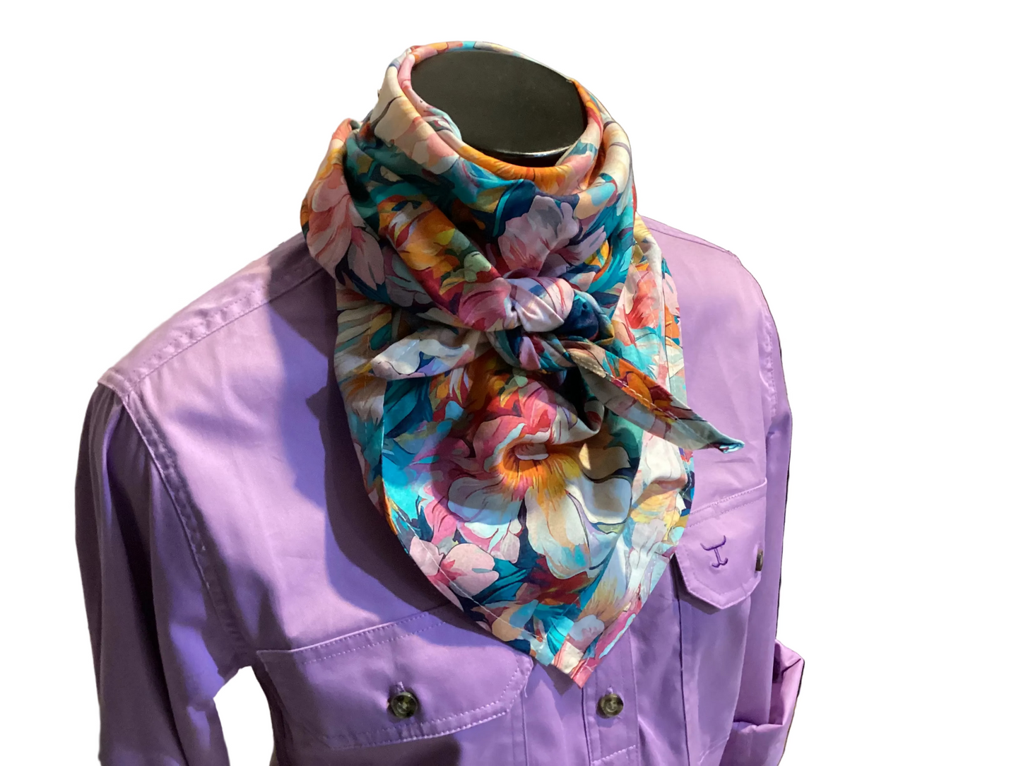 Red Lily Denim - Wild Rag - La Belle - Turquoise and Orange