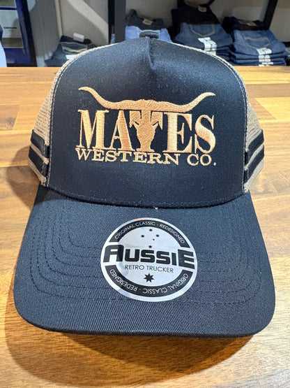 Mates Western Caps - Ponytail - Black and Gold