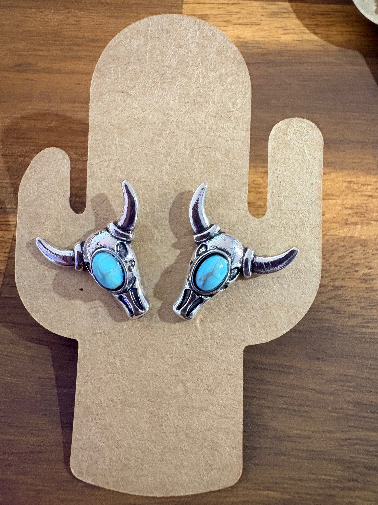 Western Earrings - Turquoise Bullhorns
