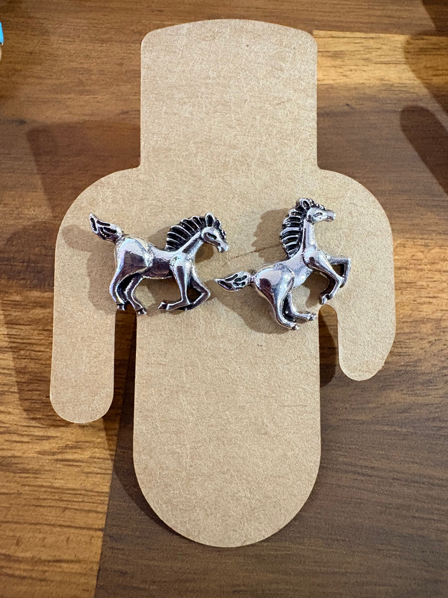 Western Earrings - Silver Running Horses