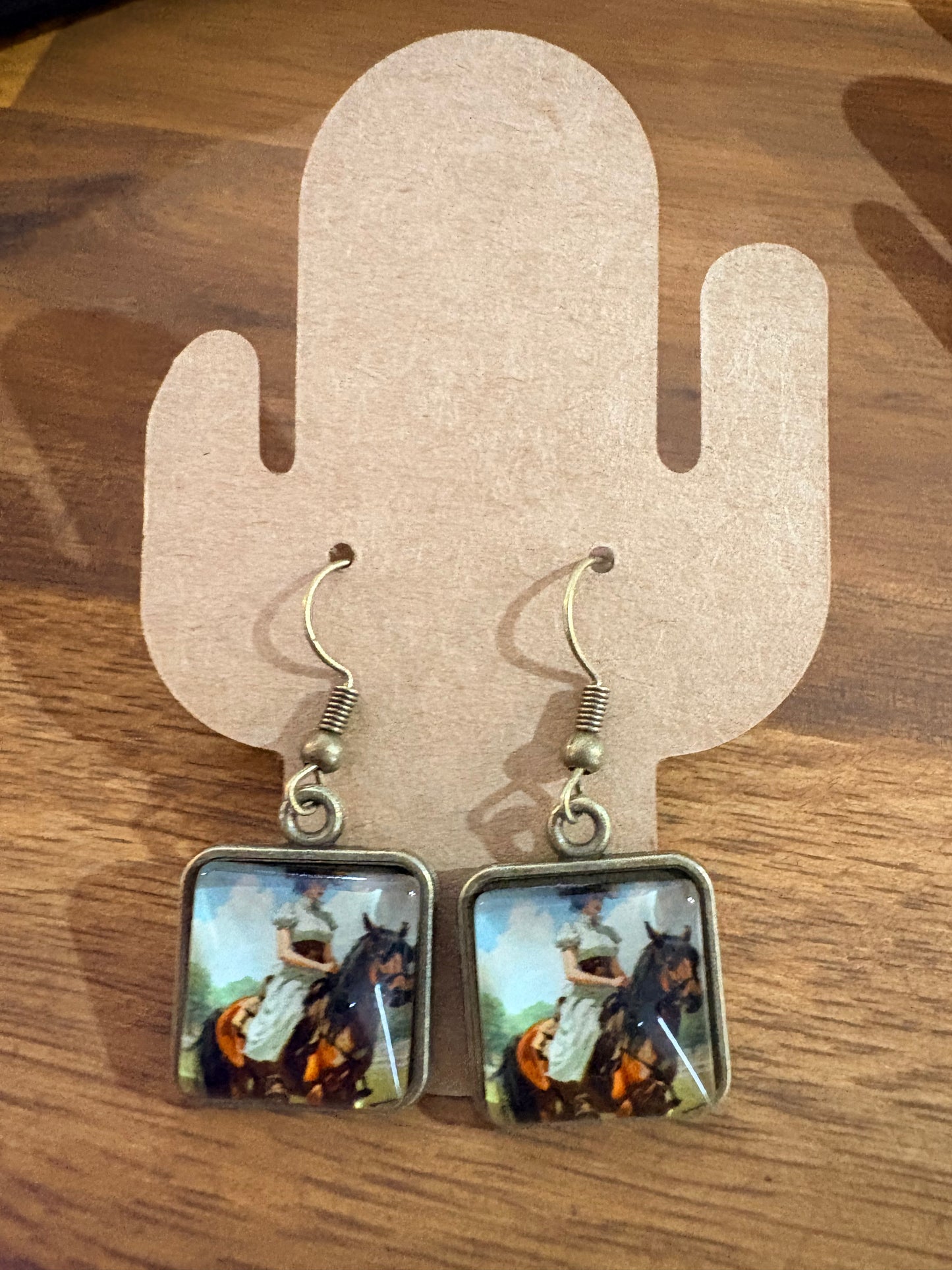 Western Earrings - Vintage horse and rider