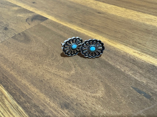 Western Mini Round Turquoise Earrings