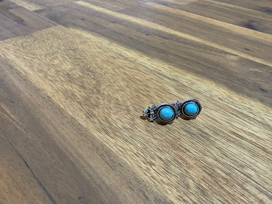 Western Mini Turquoise Round Three Flowers