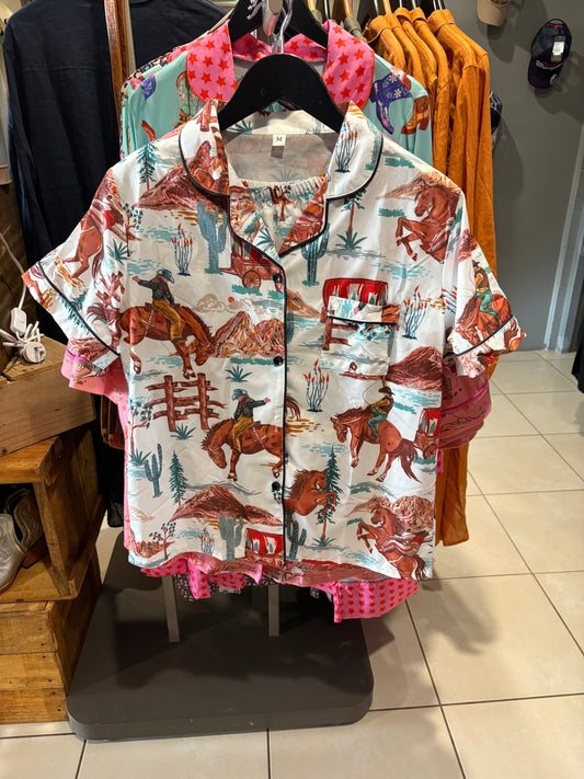 Western Bucking Horses Pjs