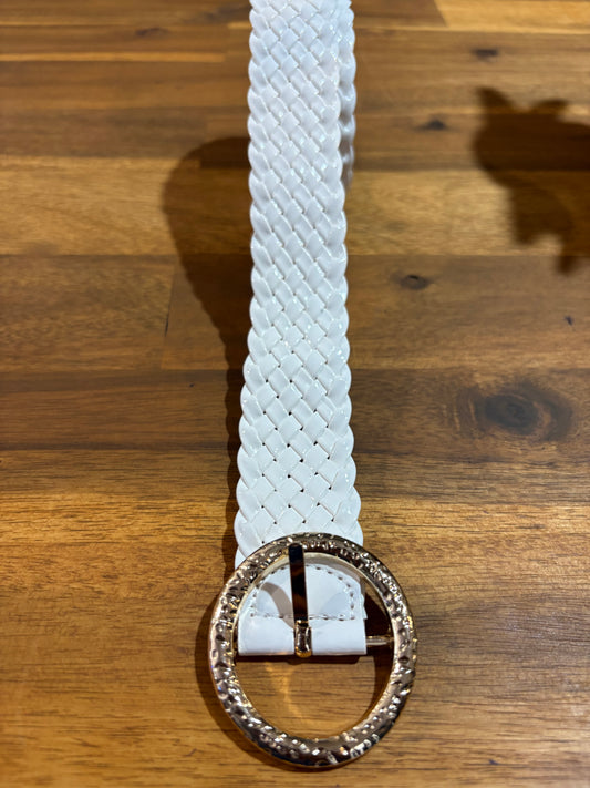 Boutique Belt - Gold Buckle - white