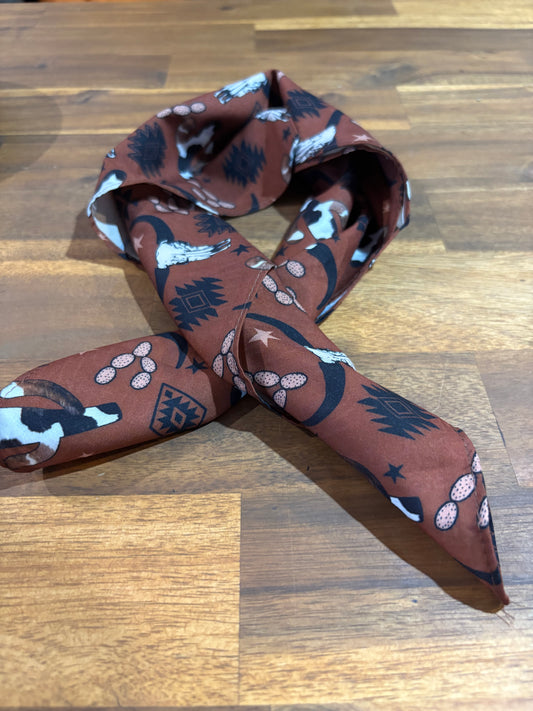 Western Small Wild Rags / Scarves Brown Skull / Cactus