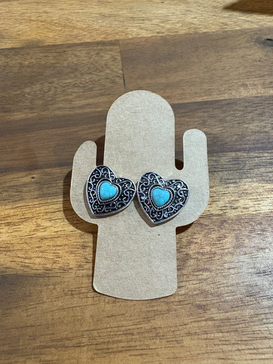 Western Hearts Torquoise Earrings