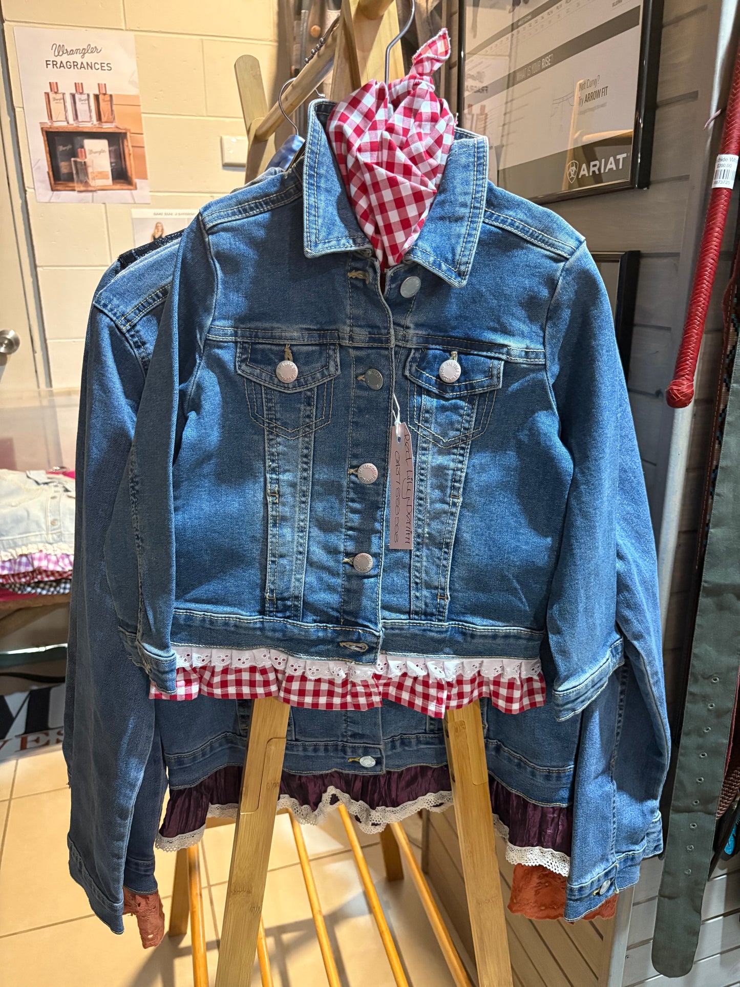 Red Lily Denim - Emma Denim Jacket Red Gingham - Youth