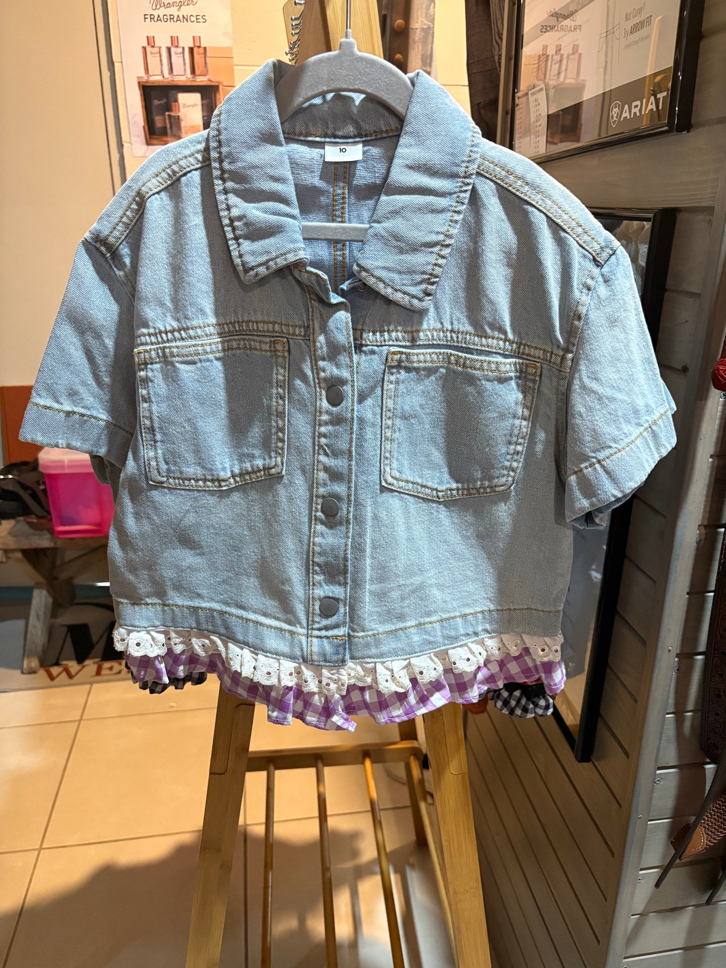 Red Lily Denim - Amber Girls Shackets - Mauve Gingham