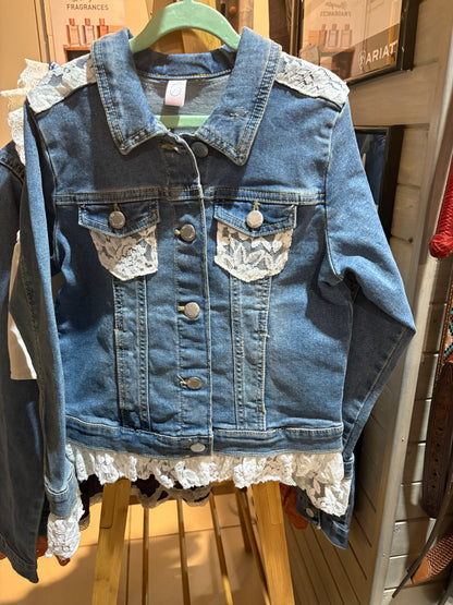 Red Lily Denim - Girls Jessie White Lace Denim Jacket