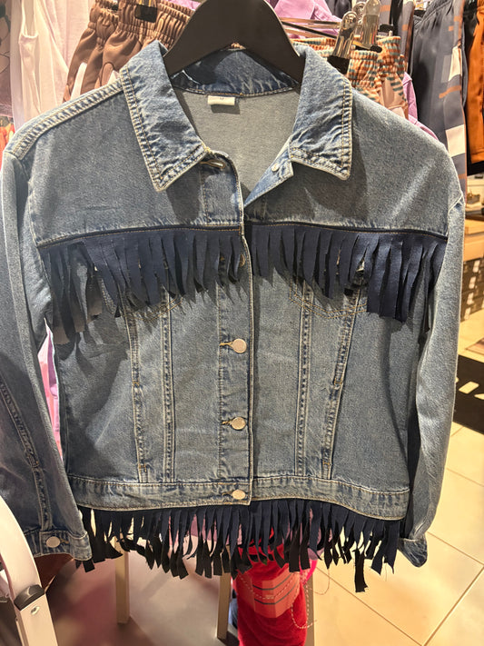 Red Lily Denim - Ladies  Navy Trim Denim Jacket