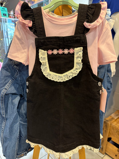 Red Lily Denim - Morrisey Girls Black Pinafores - Blue or Pink