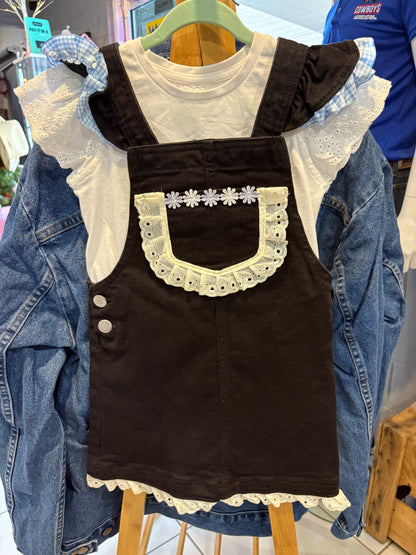 Red Lily Denim - Morrisey Girls Black Pinafores - Blue or Pink