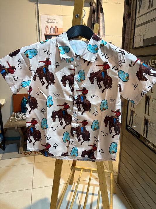 Kids Short Sleeve Bucking Horse Dress Shirt