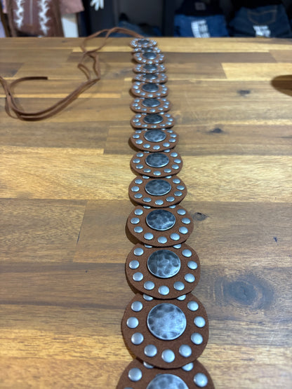 Dark Brown Leather Concho Belt