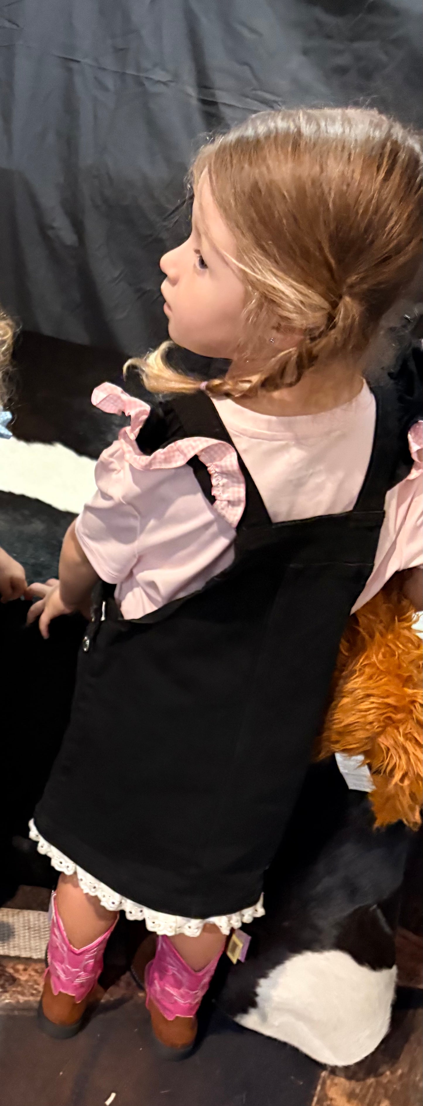 Red Lily Denim - Morrisey Girls Black Pinafores - Blue or Pink