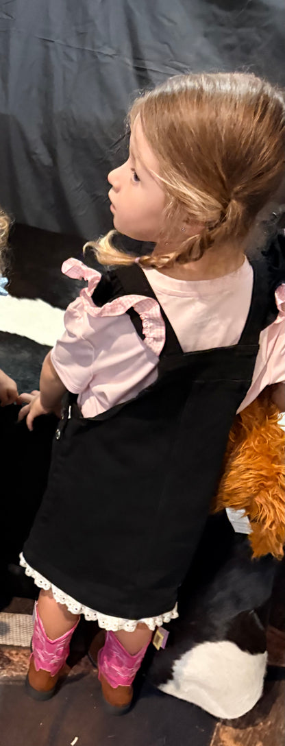 Red Lily Denim - Morrisey Girls Black Pinafores - Blue or Pink