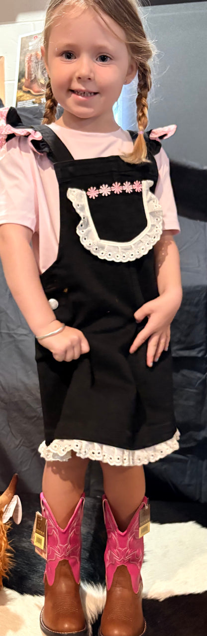 Red Lily Denim - Morrisey Girls Black Pinafores - Blue or Pink