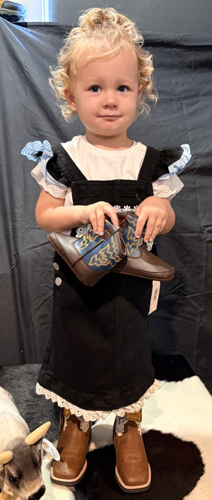 Red Lily Denim - Morrisey Girls Black Pinafores - Blue or Pink