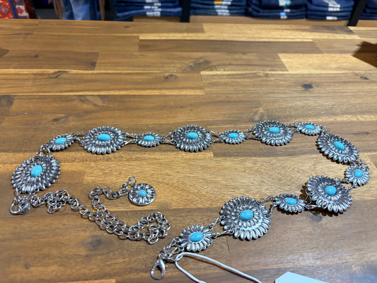 Western Silver Concho Belt 32'-36'