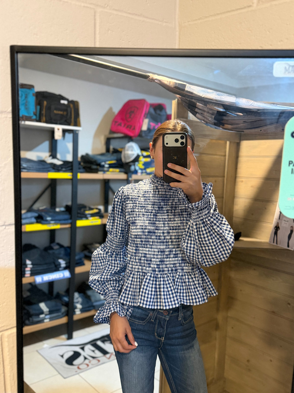 LJC Designs - Violet Shirt Cotton NAVY/GINGHAM