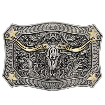 MONTANA Longhorn Crest Filigree Attitude Belt Buckle