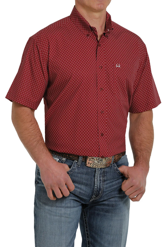 CINCH Mens Arenaflex Short Sleeve - Burgundy