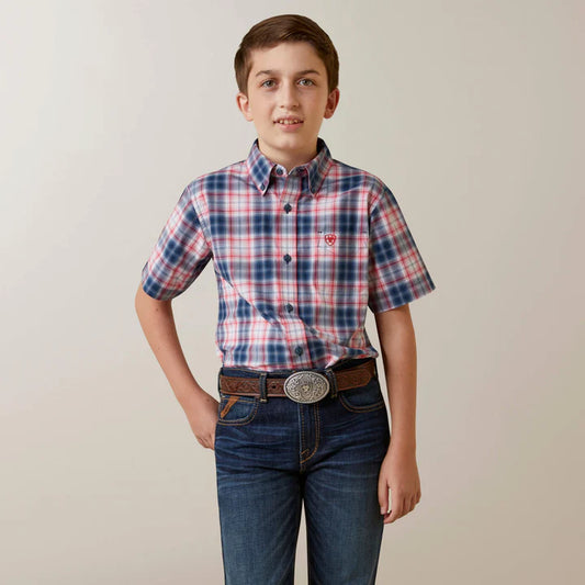 Ariat Boys Pro Series Olen Classic SS Shirt Bay Blue