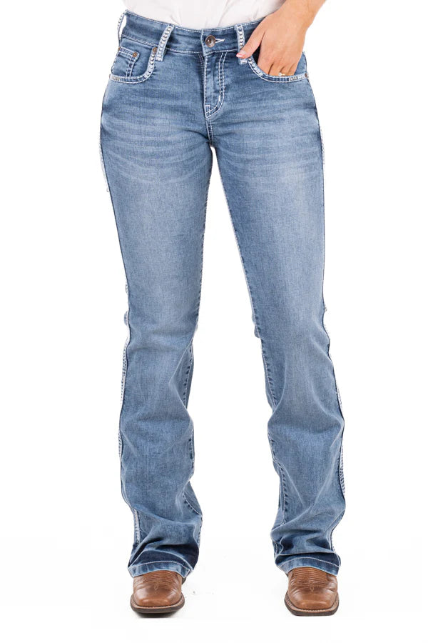 Comfort Cut High Rise - SR2201 "Augusta" White Wash Stitch Jeans
