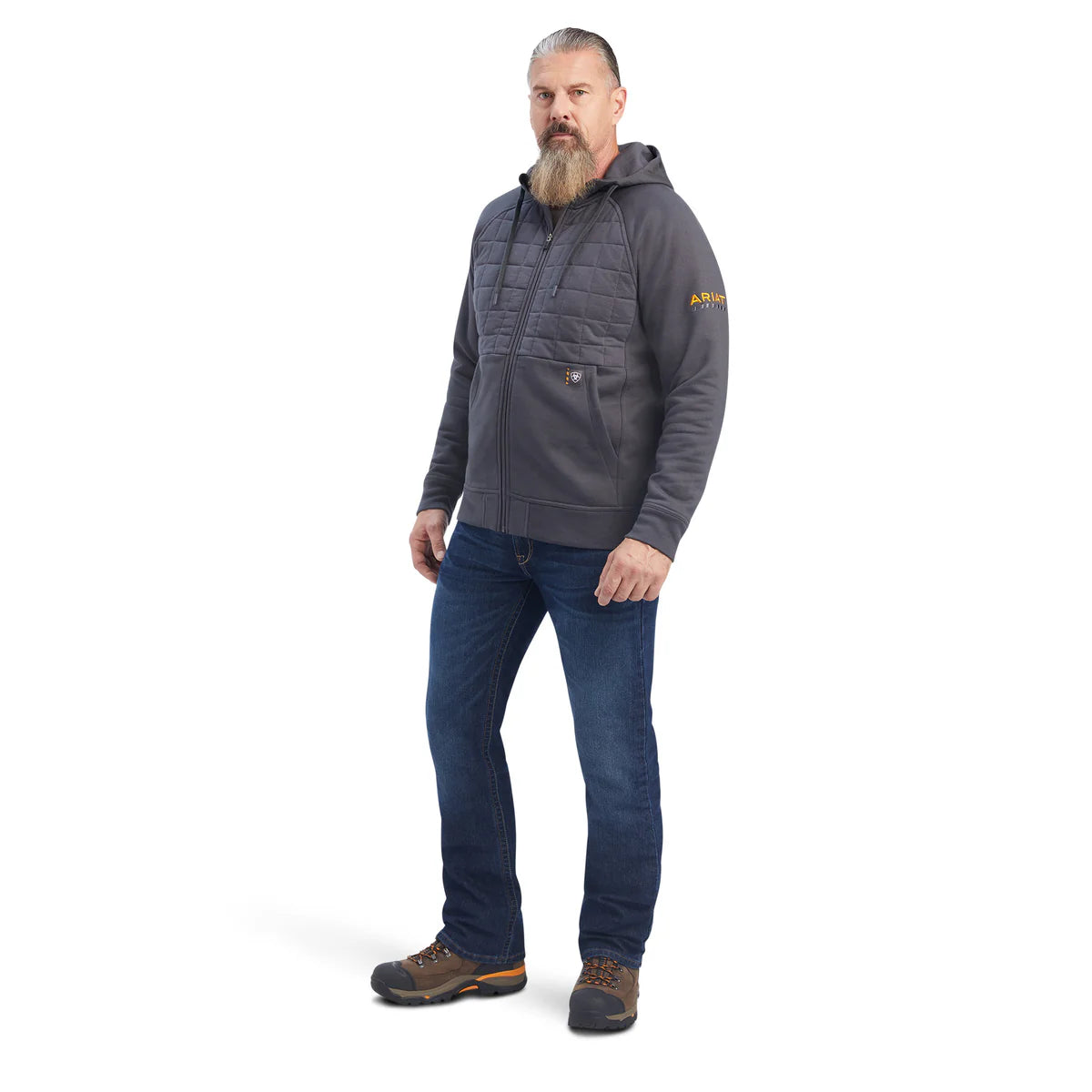 Ariat Mens Rebar Regulato full Zip Hoodie Rebar Grey