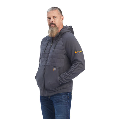 Ariat Mens Rebar Regulato full Zip Hoodie Rebar Grey