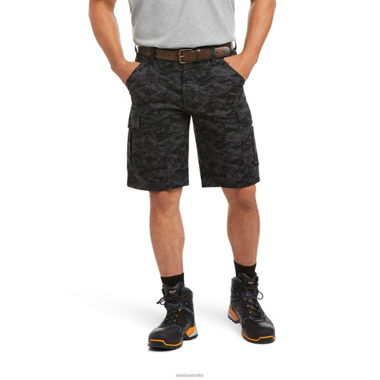 Ariat Mens Rebar Durastretch  Tough Shorts  Black Digi Camo