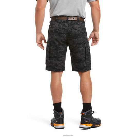Ariat Mens Rebar Durastretch  Tough Shorts  Black Digi Camo