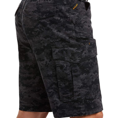 Ariat Mens Rebar Durastretch  Tough Shorts  Black Digi Camo