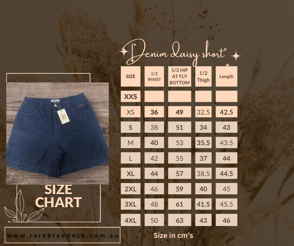 Denim Country shorts- Daisy Dark denim - Longer length - 1831