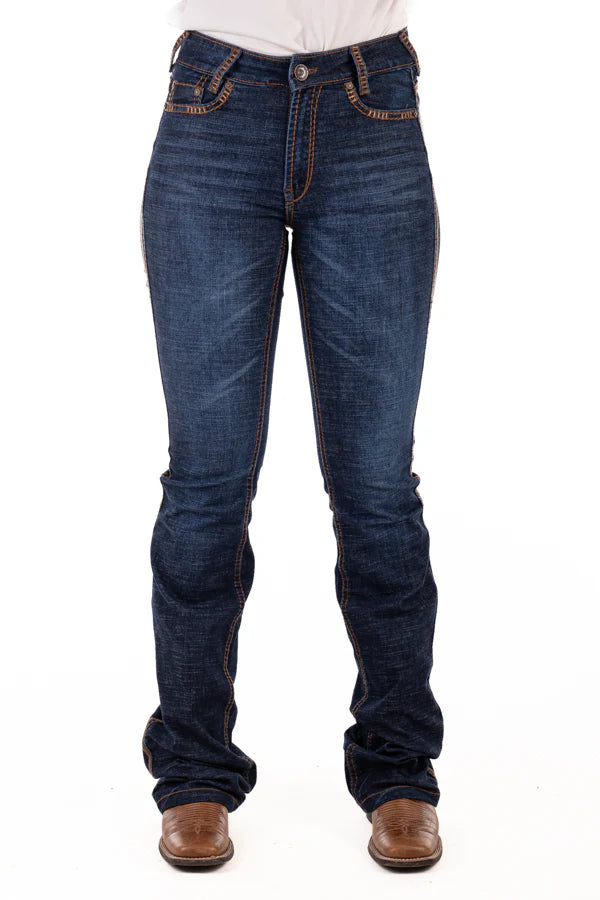 Ultra High Rise - SR2229 "Durango" Chocolate with Metallic stitch jean