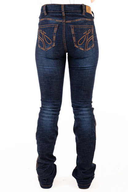 Ultra High Rise - SR2229 "Durango" Chocolate with Metallic stitch jean