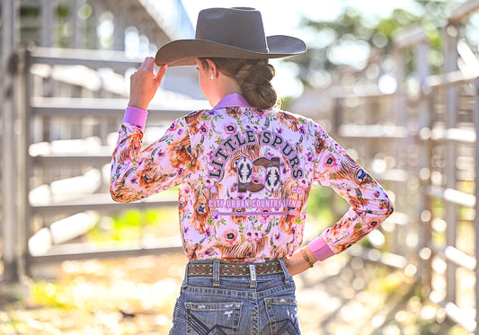 Little Spurs and Co Highland Steer Sun Protection Shirt