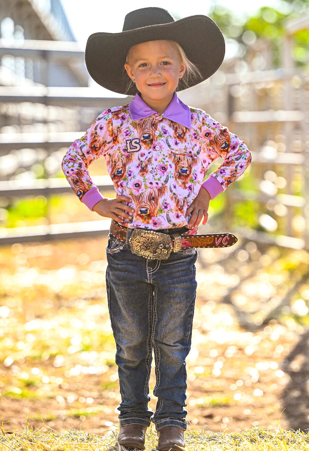Little Spurs and Co Highland Steer Sun Protection Shirt