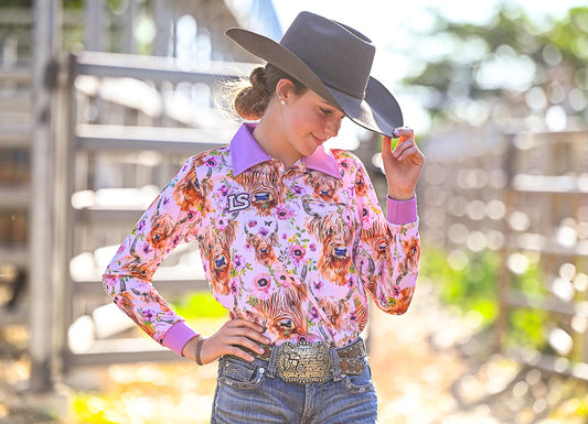 Little Spurs and Co Highland Steer Sun Protection Shirt