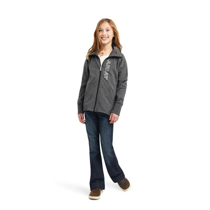 Ariat Youth team logo Full Zip Sweatshirt Charcoal Grey