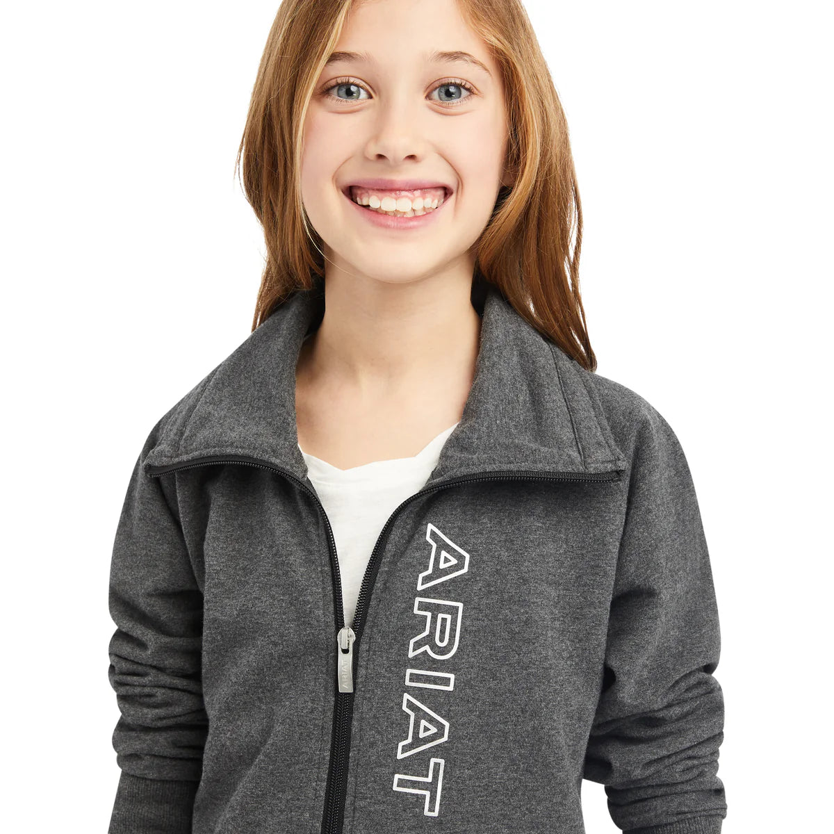Ariat Youth team logo Full Zip Sweatshirt Charcoal Grey