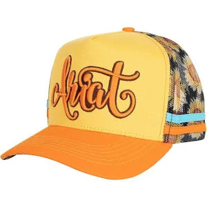 Ariat Sunflower Script Mesh Trucker Cap Wild Orange