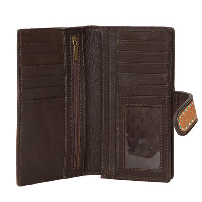 Tooling Leather Horse Wallet with Turq Paint Highlight- AW28 – Tortle