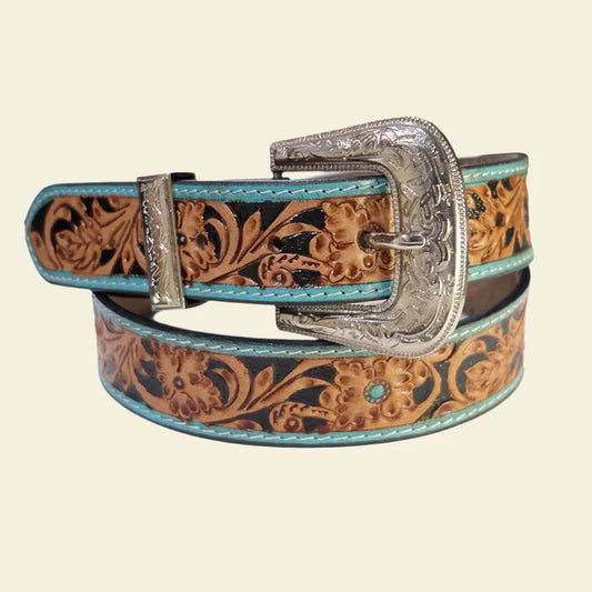 Outback King Western Belt Turquoise Blossom