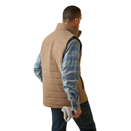 Ariat Men’s Rebar Valiant stretch canvas insulated vest Khaki Heather