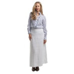 Just Country Womens ABBEY FRILLS FULL BUTTON PRINT WORKSHIRT INDIGO  BLUE & WHITE LACE