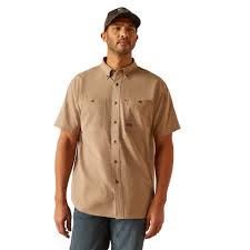 Ariat Men’s Rebar made tough 360  Airflow ss work Shirt Khaki